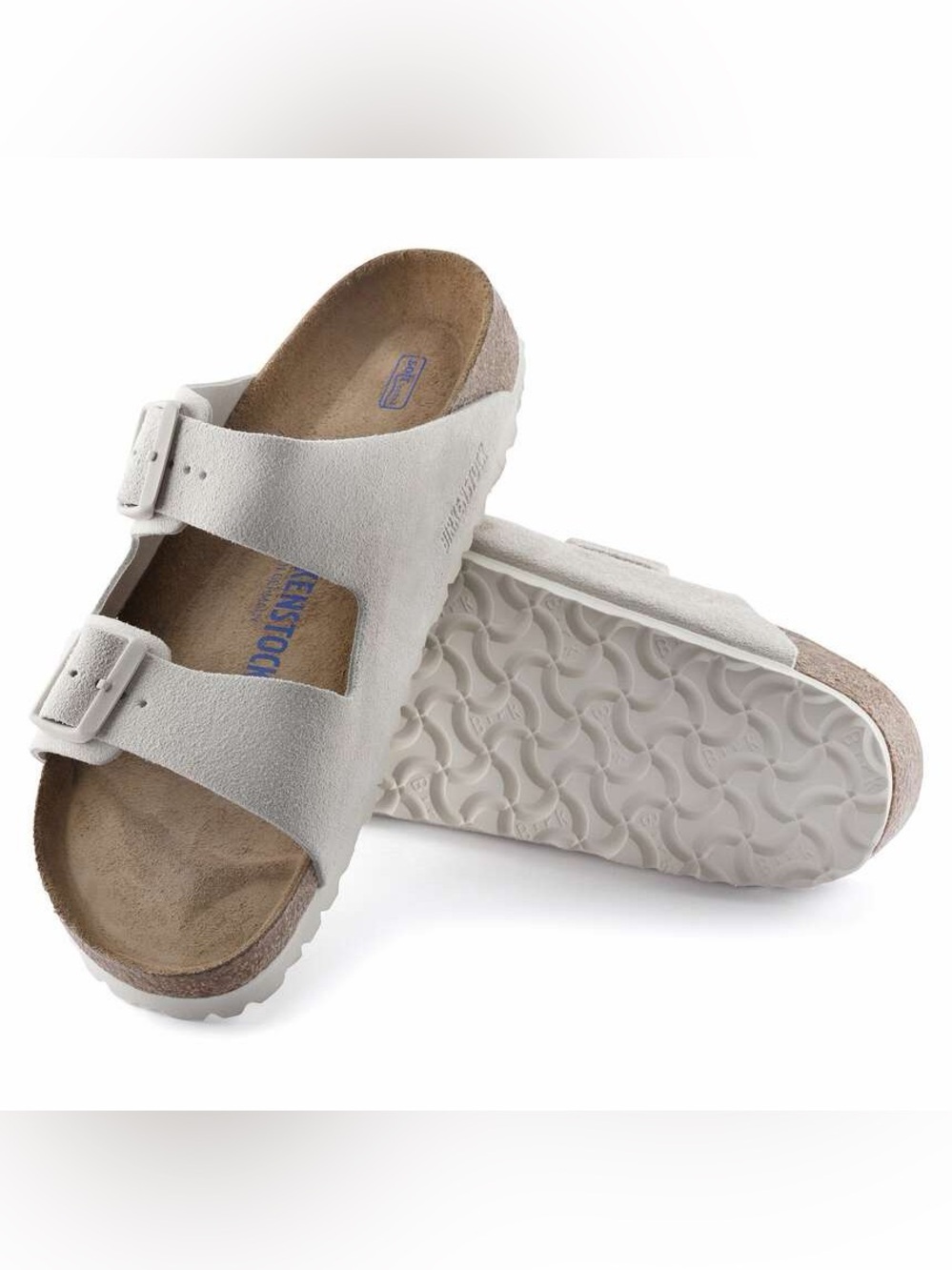 Birkenstock Arizona BS Modern Suede Antique White Soft Bed Size 41/US 10 NIB